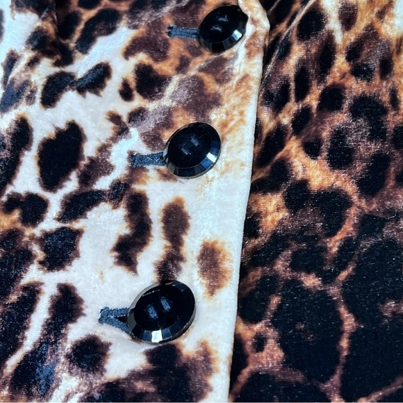 KAY UNGER NEW YORK Velvet Velour Leopard Animal Print Blazer Jacket Women's Sz 6 - Picture 10 of 16